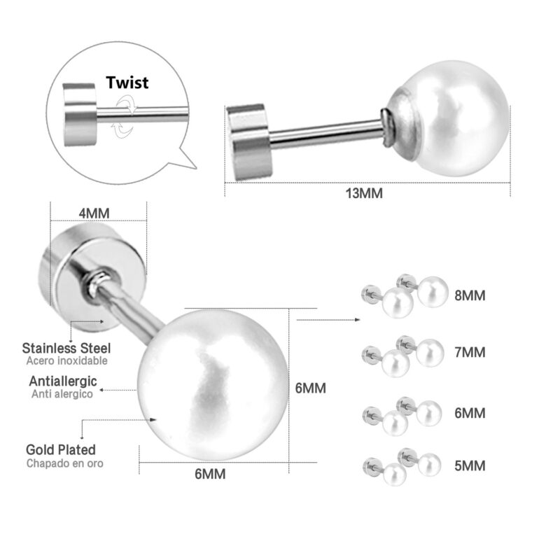 Piercing Labret Pour Oreille - Forme Dauphin Nacré - Tige 1.2 Mm En Acier Chirurgical - Neuf Avec étiquettes